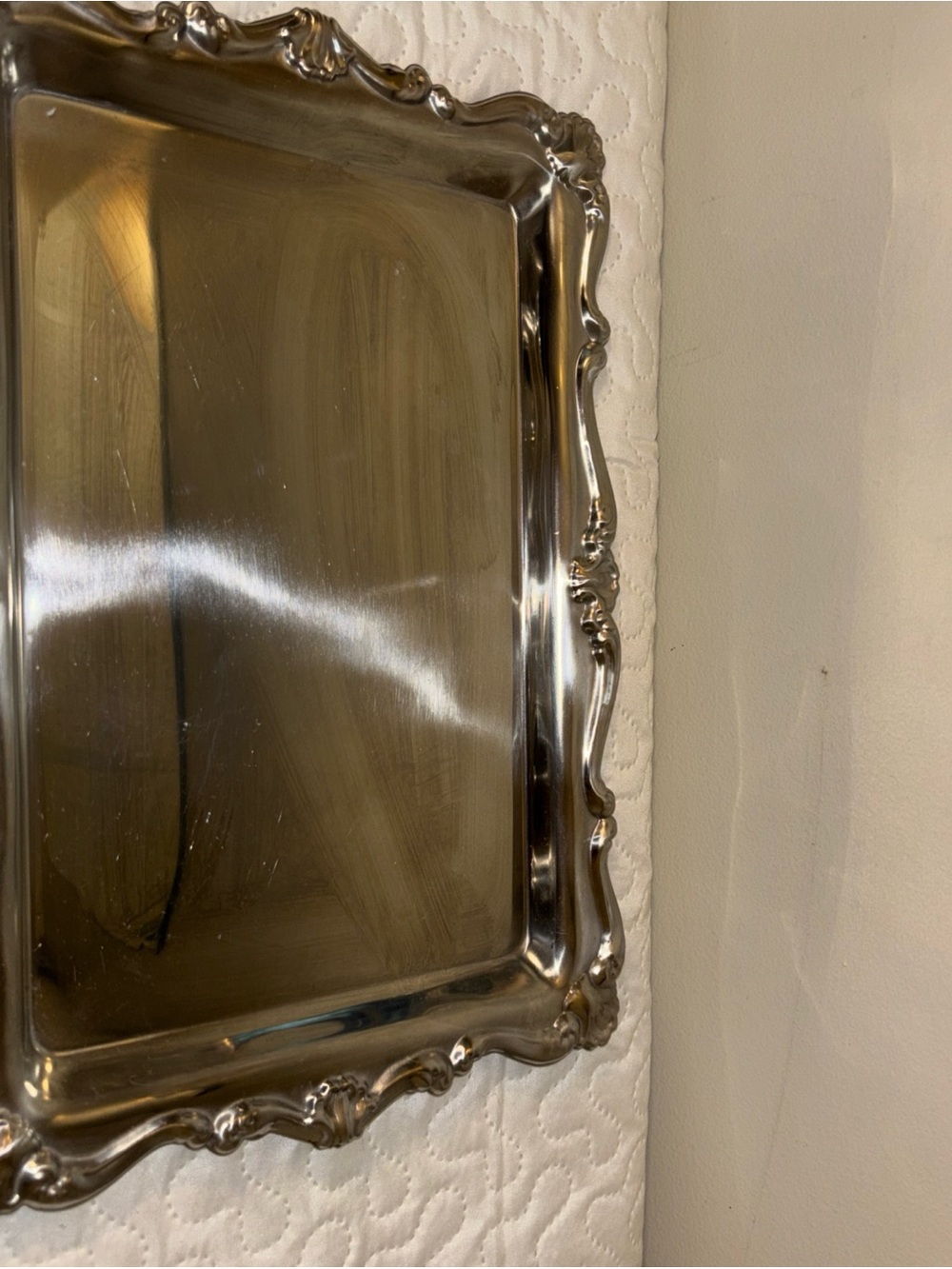 Ornate Silver Serving Tray - Silver